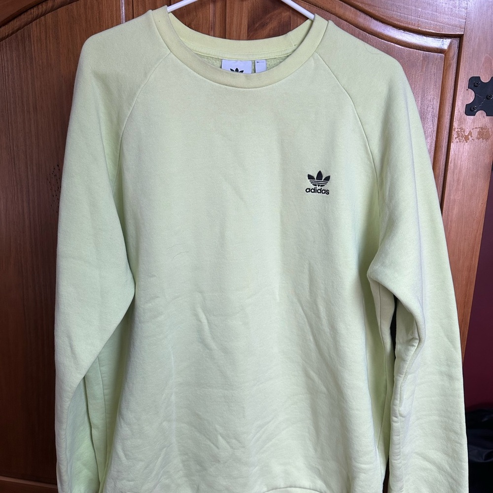 Adidas Men's Neon Yellow Crewneck Sweatshirt